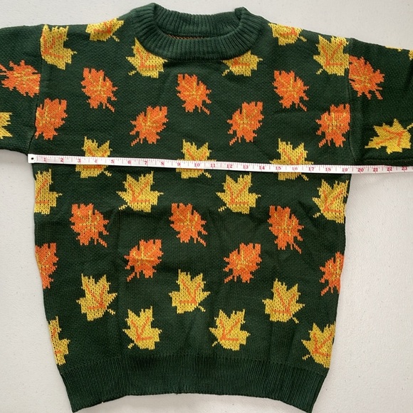 NEW Big Cozy Fall Leaf Sweater - KPJ Green Fall Leaf Knit - Women's Medium - Picture 5 of 12